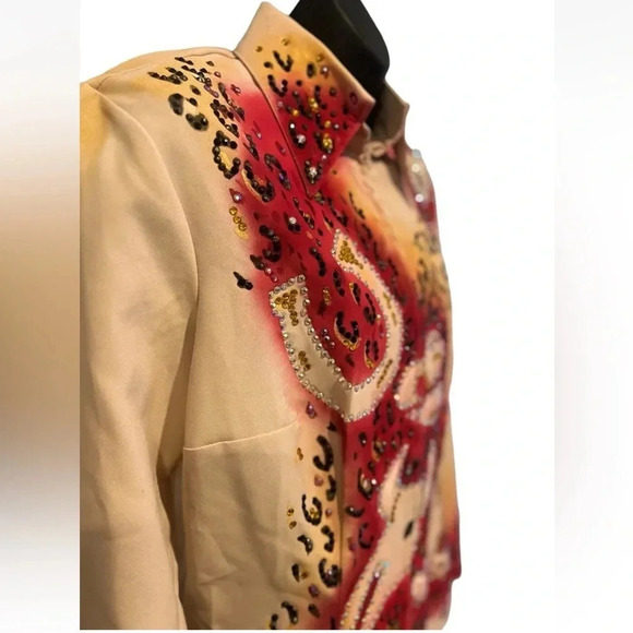 HOBBY HORSE SHOW SHIRT JACKET SHOWMANSHIP‎ UNIQUE WESTERN CRYSTALS - Picture 7 of 12
